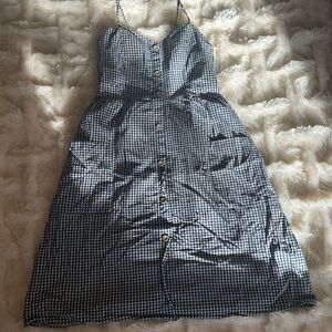 Potter's Pot Navy Checkered Midi Dress